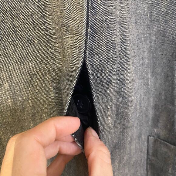 BB Design Jytte Meilvang Gray Pure Linen Button Front Blazer Jacket Size Largeb - Picture 3 of 8